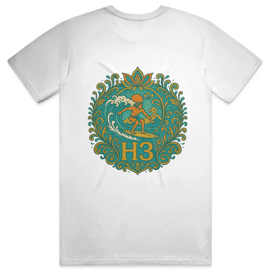 A vintage-inspired surfer riding a wave