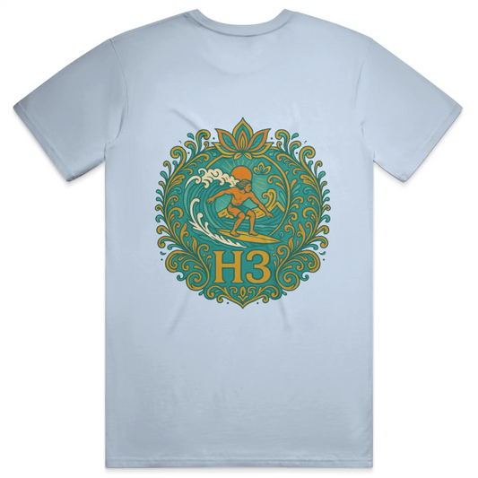 A vintage-inspired surfer riding a wave