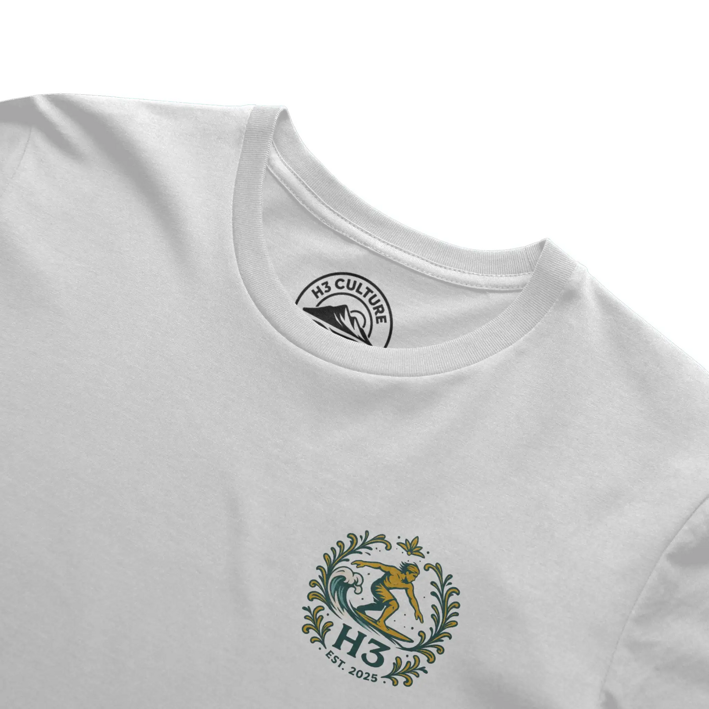 A vintage-inspired surfer riding a wave