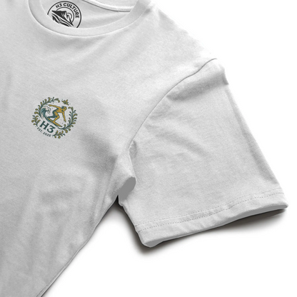 A vintage-inspired surfer riding a wave