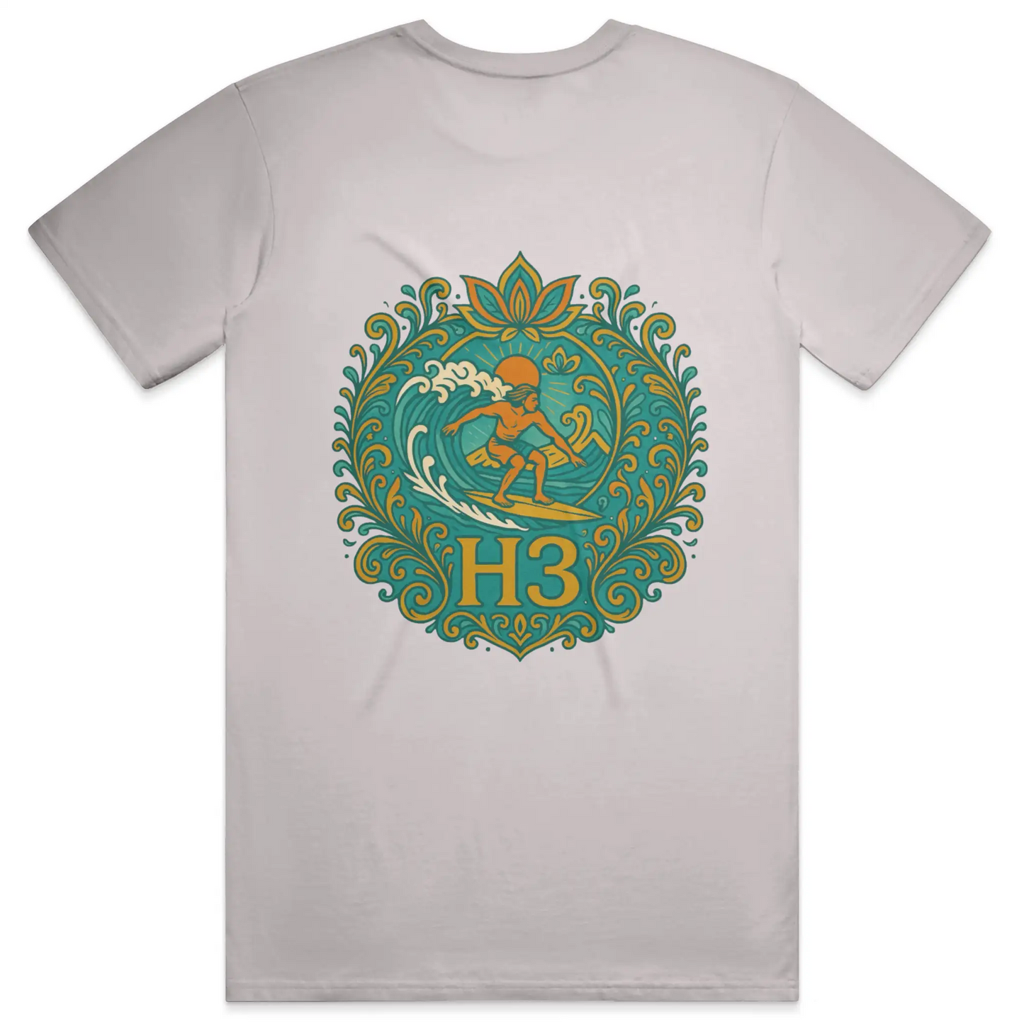 A vintage-inspired surfer riding a wave