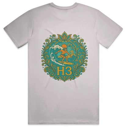 A vintage-inspired surfer riding a wave