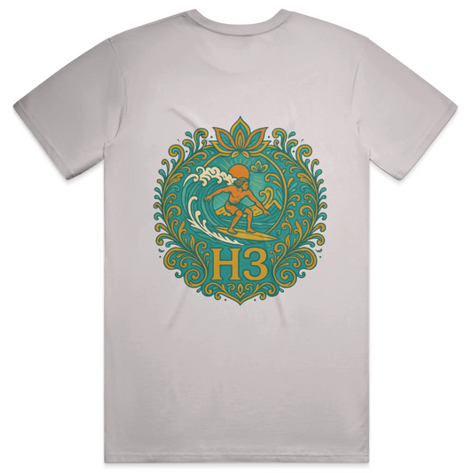 A vintage-inspired surfer riding a wave