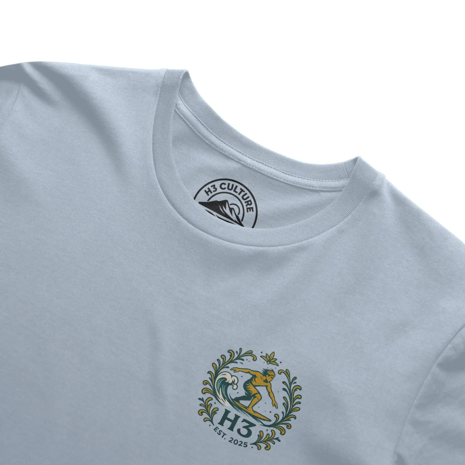 A vintage-inspired surfer riding a wave