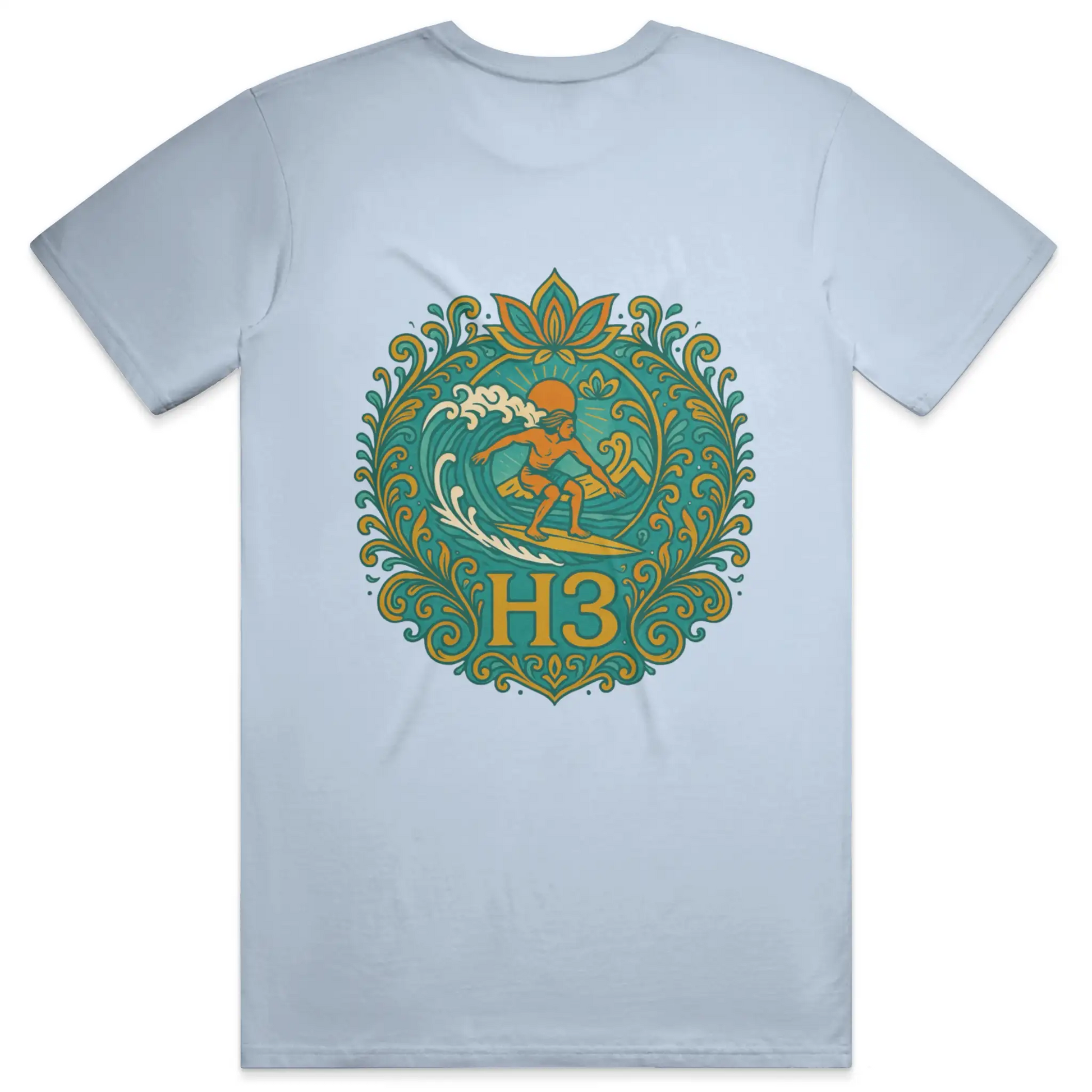 A vintage-inspired surfer riding a wave