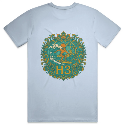 A vintage-inspired surfer riding a wave