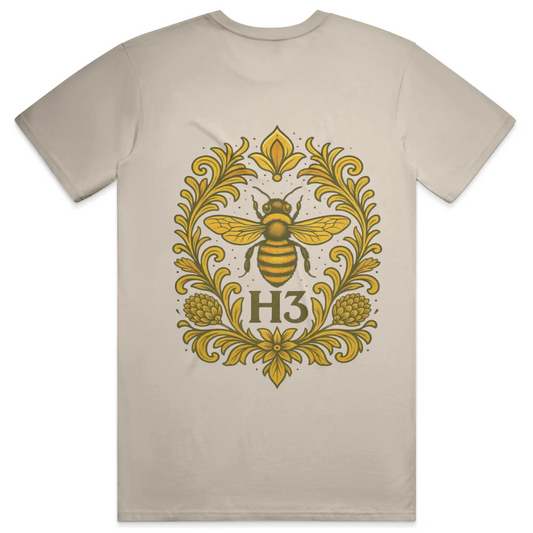 Vintage-Styled H3 Emblem with Honeybee