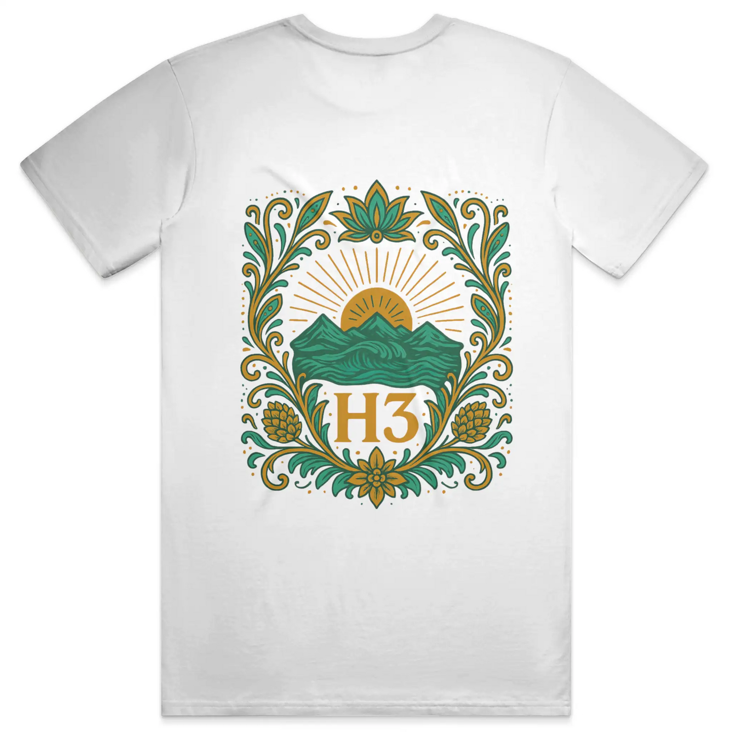 H3 Culture Emblem with Mountains and Sun