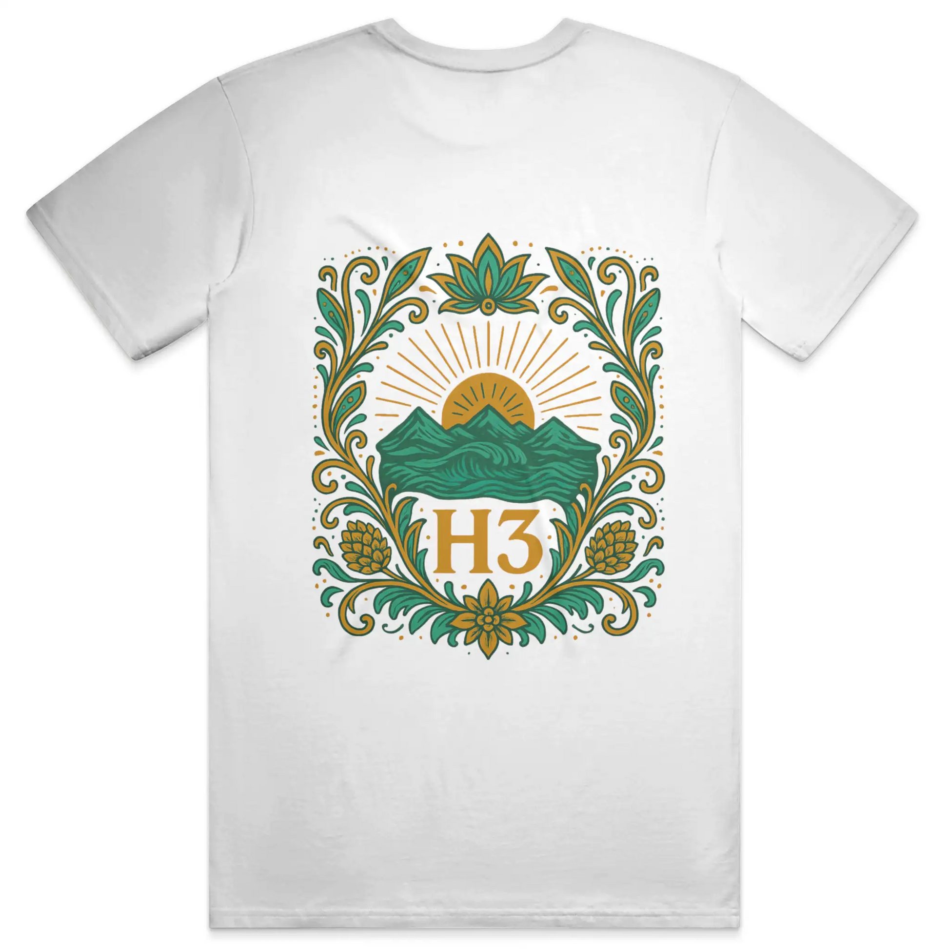 H3 Culture Emblem with Mountains and Sun