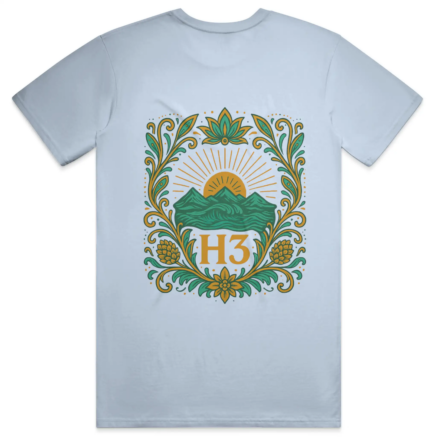 H3 Culture Emblem with Mountains and Sun