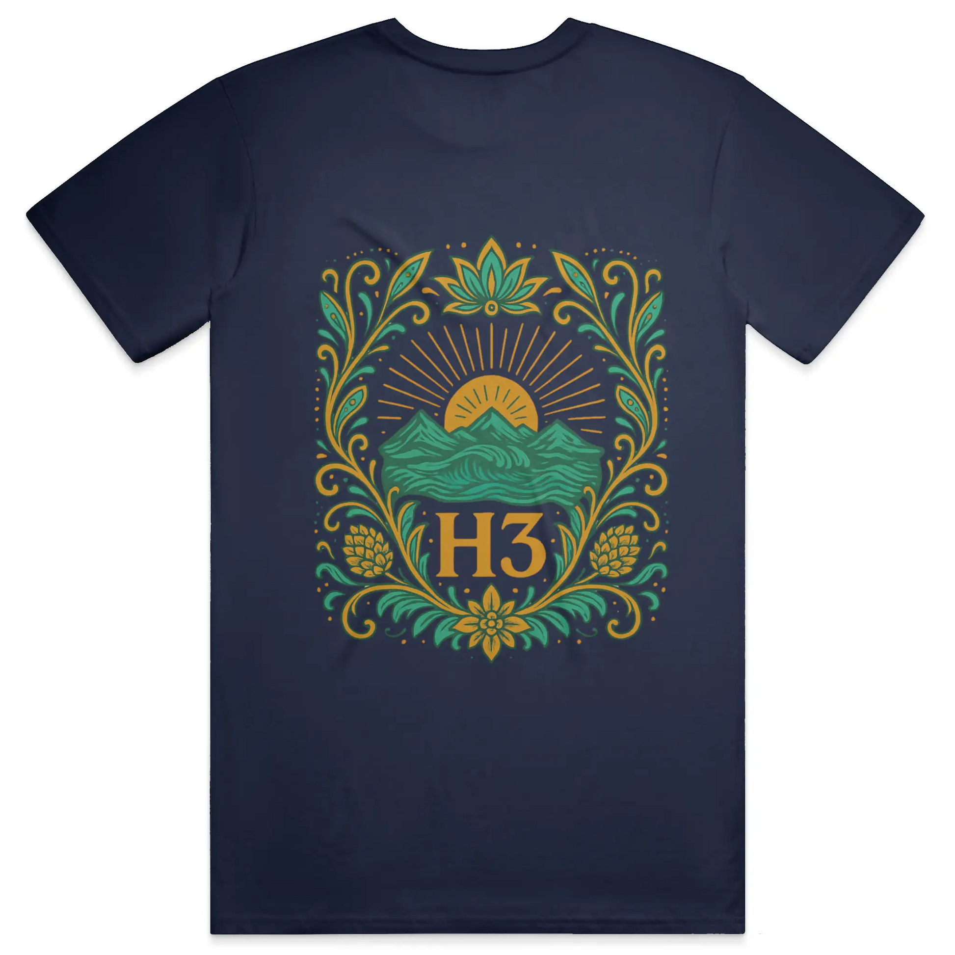 H3 Culture Emblem with Mountains and Sun