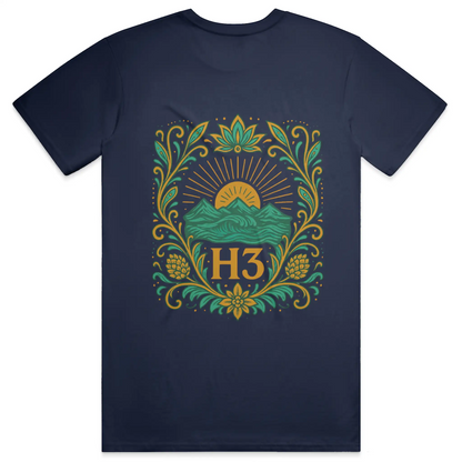 H3 Culture Emblem with Mountains and Sun